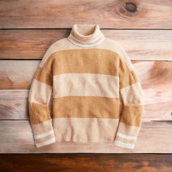 J. Crew Sweaters - 🤎J. Crew Striped Turtleneck Sweater in Supersoft Yarn - Brown🤎